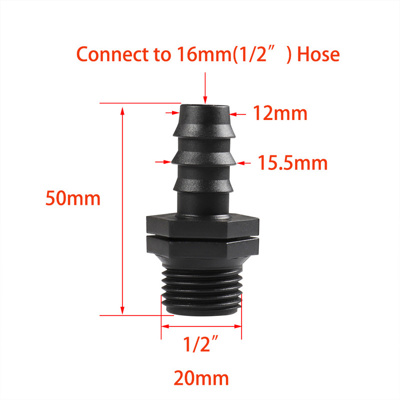 1/2 3/4 женска мъжка резба до 1/2 3/4 1 инч конектор за градински маркуч 16 mm 20 mm 25 mm фитинг за пластмасов маркуч Монтаж на тръба за напояване