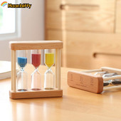 Творчески дървени орнаменти пясъчен часовник 1/3/5 минути пясъчен часовник таймер 3 в 1 комбинация пясъчни часовници занаяти за декорация на дома