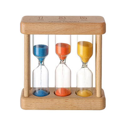 Творчески дървени орнаменти пясъчен часовник 1/3/5 минути пясъчен часовник таймер 3 в 1 комбинация пясъчни часовници занаяти за декорация на дома