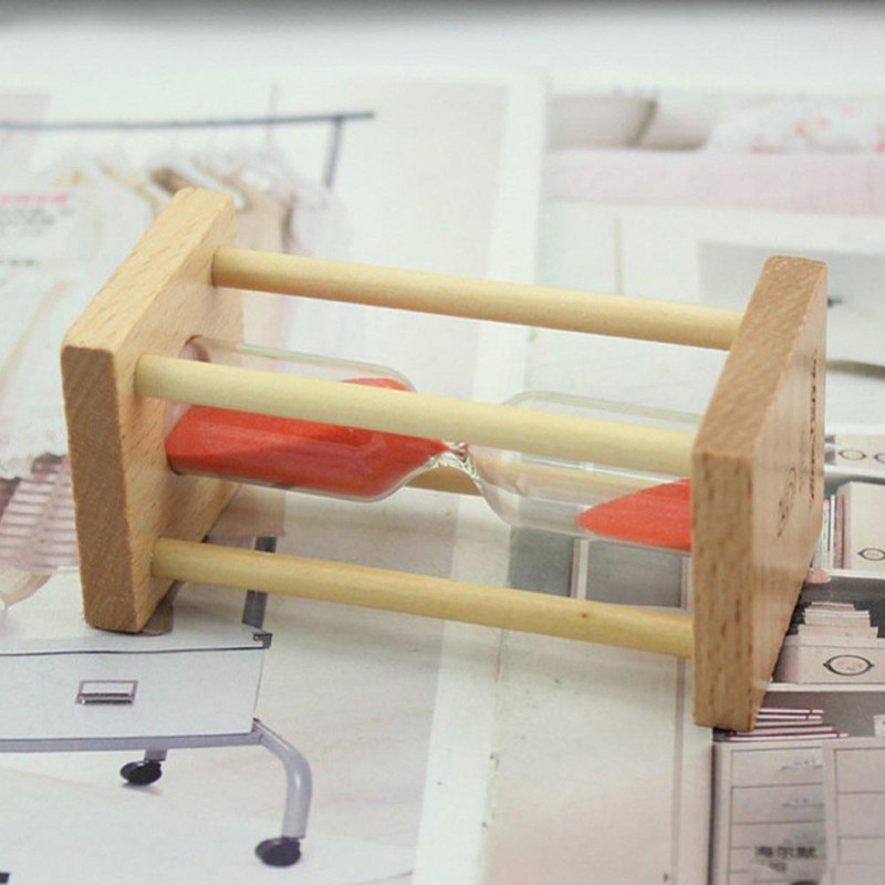 1 бр. Креативен дървен таймер с пясъчен часовник 5 мин. Интересен детски пясък за четкане Прекрасен коледен подарък Декорация на дома Произволен цвят