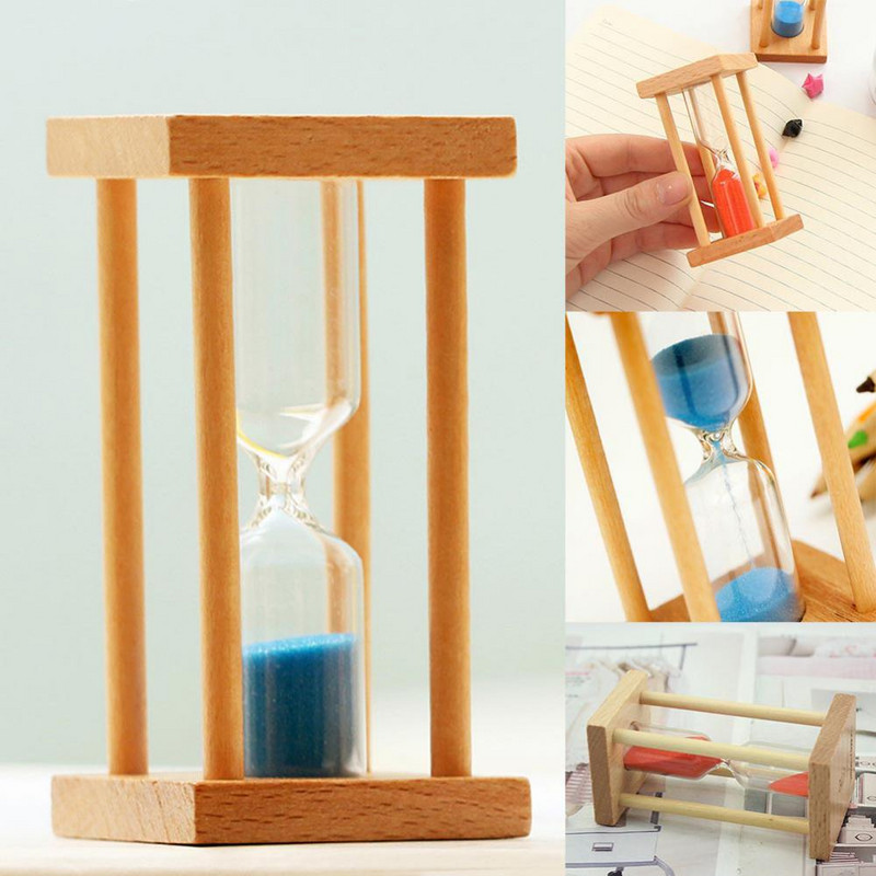 1 бр. Креативен дървен таймер с пясъчен часовник 5 мин. Интересен детски пясък за четкане Прекрасен коледен подарък Декорация на дома Произволен цвят