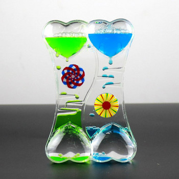 Double Heart Drip Oil Акрилен пясъчен часовник Настолен плот Цветна декорация Liquid Motion Bubble Hourglass Течен пясъчен часовник Подаръци Играчки