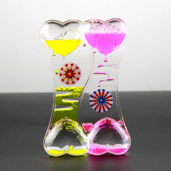 Double Heart Drip Oil Ακρυλικό Επιτραπέζιο Κλεψύδρα Έγχρωμη Διακόσμηση Liquid Motion Bubble Κλεψύδρα Υγρό Κλεψύδρα Δώρα Παιχνίδια