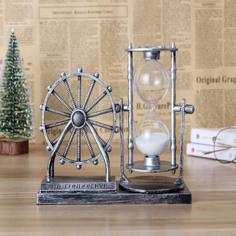 1PC Винтидж въртящо се виенско колело Орнамент с пясъчен часовник Кристална топка Занаяти Подарък Домашен декор Творчески подарък за студенти