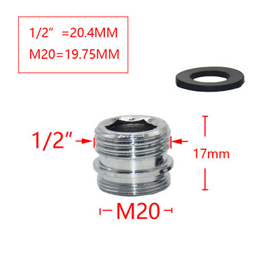 1db sárgaréz 1/2"-es dugaszoló - M22 M24 M20 menetes csatlakozó fürdőszobai zuhany csaptelephez adapter aljzat csatlakozó réz szerelvények