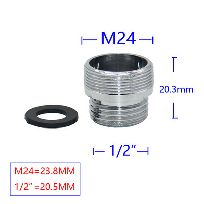 1db sárgaréz 1/2"-es dugaszoló - M22 M24 M20 menetes csatlakozó fürdőszobai zuhany csaptelephez adapter aljzat csatlakozó réz szerelvények