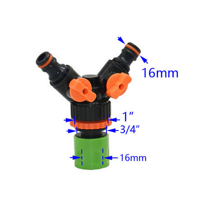 Двупътен градински кран женски 1/2 3/4 до 5/8 1/4" Y Напоителен клапан Разделител на вода Бърз конектор 1 комплект