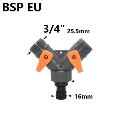 Двупътен градински кран женски 1/2 3/4 до 5/8 1/4" Y Напоителен клапан Разделител на вода Бърз конектор 1 комплект