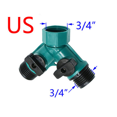 Двупътен градински кран женски 1/2 3/4 до 5/8 1/4" Y Напоителен клапан Разделител на вода Бърз конектор 1 комплект
