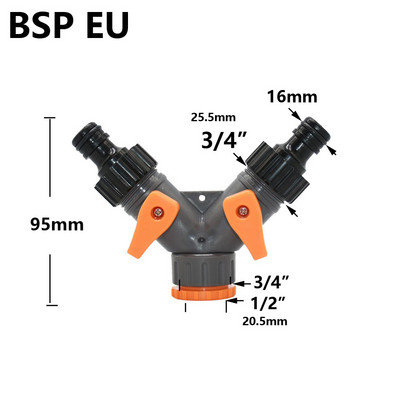 Двупътен градински кран женски 1/2 3/4 до 5/8 1/4" Y Напоителен клапан Разделител на вода Бърз конектор 1 комплект