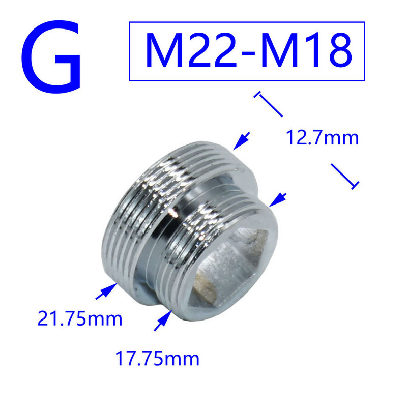 Месинг 1/2" M16 M17 M18 M19 M20 M22 M24 M28 M32 Конектор за резба Мъжки Женски за кран за пречиствател на вода с мехур Медни фитинги