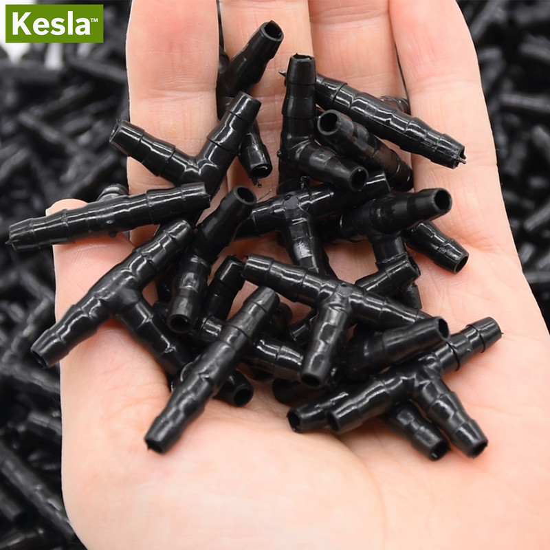 KESLA 20-50PCS Пластмасова капкомерна напоителна тройник за отглеждане 1/4 инча Съединител за маркуч Съединителен маркуч Инструменти за външно напояване за маркуч 4 mm/7 mm