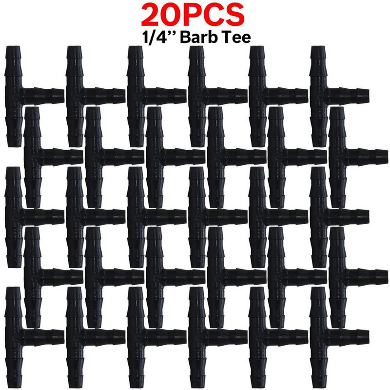 KESLA 20-50PCS Пластмасова капкомерна напоителна тройник за отглеждане 1/4 инча Съединител за маркуч Съединителен маркуч Инструменти за външно напояване за маркуч 4 mm/7 mm