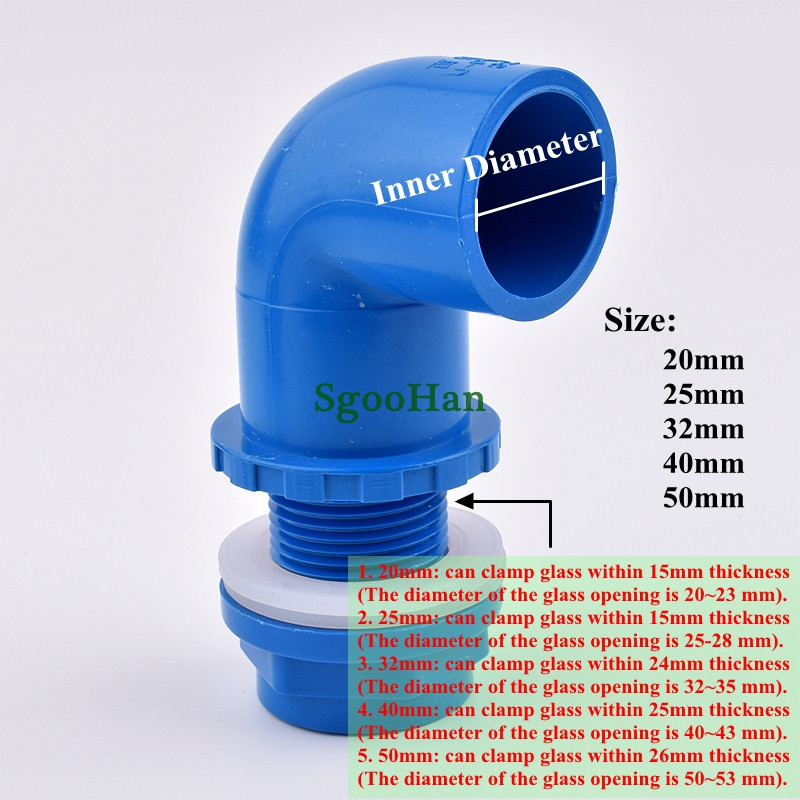 1PC Наличен размер 5 PVC тръба Аквариум Коляно Дренажни конектори Преливна резба Резервоар за вода Захранване Начало Направи си сам тръбна връзка