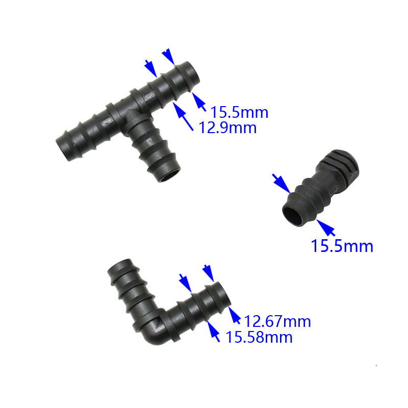 1/2" тройник за градински маркуч Разклонител за вода Коляно Щепсел Край на 16 мм маркуч 3-посочен градински напоителни фитинги за капково напояване 5 бр.