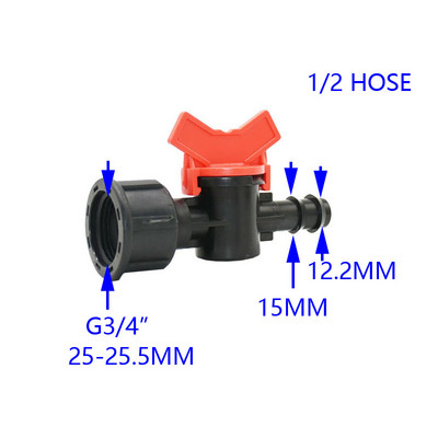 Kerti csap 1/2 3/4 anya 1/2 3/4" PE tömlő öntözőszelep 16mm 20mm kerti tömlő horgas miniatűr szelep daru 1db
