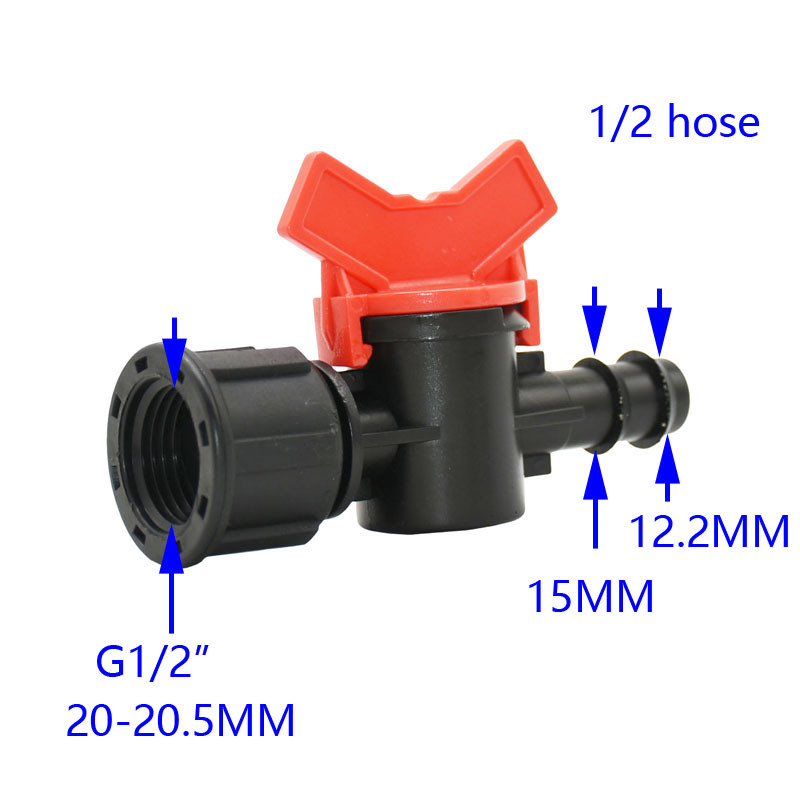 Градински кран 1/2 3/4 женски към 1/2 3/4" PE маркуч, напоителен клапан 16 mm 20 mm градински маркуч, миниатюрен кран за кран 1 бр.