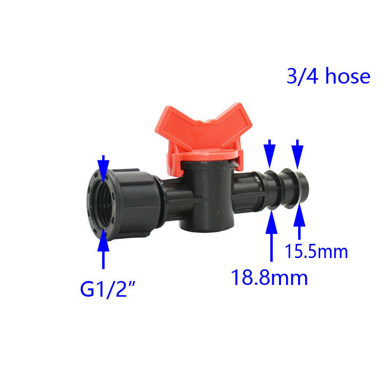 Градински кран 1/2 3/4 женски към 1/2 3/4" PE маркуч, напоителен клапан 16 mm 20 mm градински маркуч, миниатюрен кран за кран 1 бр.