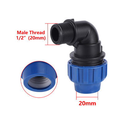 20/25/32mm-től 1/2"-ig 3/4"-ig 1"-es dugó PE csőcsatlakozó Adapter Könyök-pólószerelvények Kert Mezőgazdaság Öntözési csőszerelvények