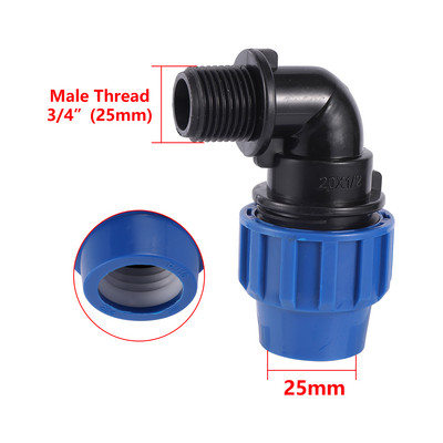20/25/32mm-től 1/2"-ig 3/4"-ig 1"-es dugó PE csőcsatlakozó Adapter Könyök-pólószerelvények Kert Mezőgazdaság Öntözési csőszerelvények