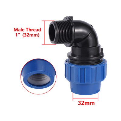 20/25/32mm-től 1/2"-ig 3/4"-ig 1"-es dugó PE csőcsatlakozó Adapter Könyök-pólószerelvények Kert Mezőgazdaság Öntözési csőszerelvények