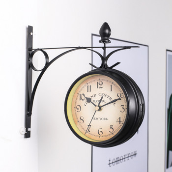 Винтидж двустранен стенен часовник Класически европейски креативни часовници Home Living Rom Decor Стенен часовник Външна стенна арт декорация