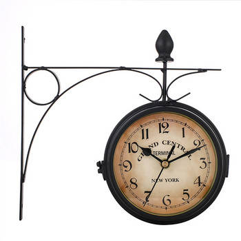 Vintage Ρολόι τοίχου διπλής όψης Κλασικά Ευρωπαϊκά Δημιουργικά Ρολόγια Σπίτι Σαλόνι Ρομ Διακόσμηση Ρολόι τοίχου Διακόσμηση τοίχου εξωτερικού χώρου