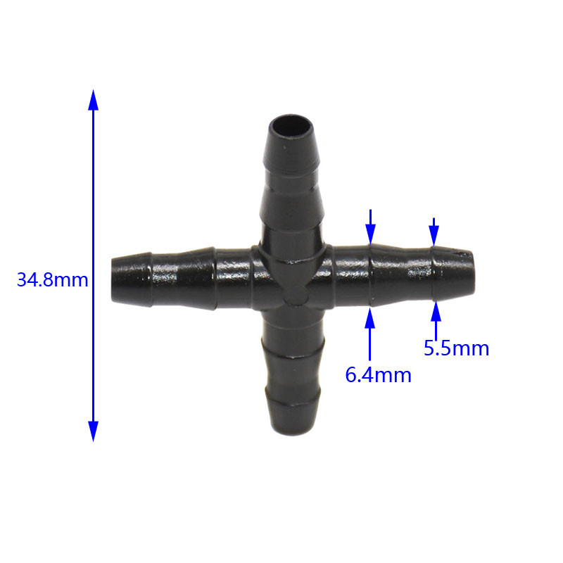 1/4" кръстосан воден конектор 4-посочен воден разделител 4/7 маркуч за градинско напояване Фитинги за капково напояване 25 бр.