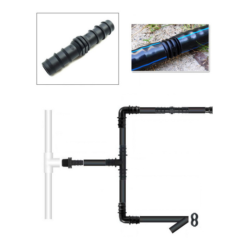 10PCS 16mm 20mm 25mm бодливи съединители Прави конектори Микрокапково напояване PE тръба Тръби Фитинг за ремонт на градински маркуч