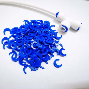 100Pcs 1/4\' OD Tube Fitting Blue Clip C-ring Маркуч за заключване Бърз конектор Аквариум RO воден филтър Система за обратна осмоза