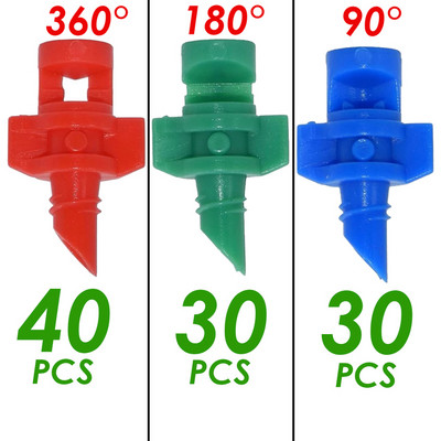 100 DB 90-360° Férfi szögesmenetes refrakciós mikrofúvókák kerti üvegházhatású csepegtető öntözés locsológép porlasztott permetező öntözés