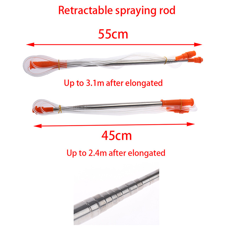 Нов градински пестициден спрей Аксесоари за лейка за дървета Прибиращ се 2,4/3,1 м пръскащ прът за ръчна пръскачка под налягане