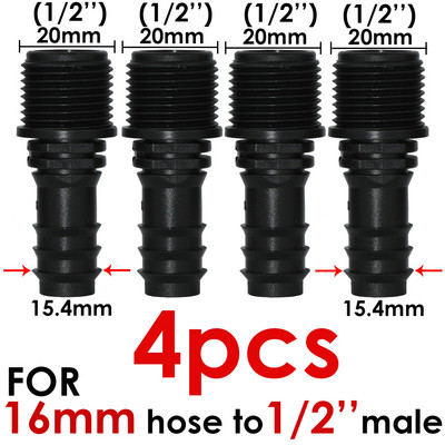 KESLA 4 DB 1/2" 3/4" anya menetes csatlakozó szárhoz 16mm 20mm PE tömlőadapter öntöző vetőgép csepegtető rendszer kerti csőjavítás