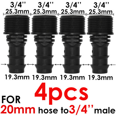 KESLA 4 DB 1/2" 3/4" anya menetes csatlakozó szárhoz 16mm 20mm PE tömlőadapter öntöző vetőgép csepegtető rendszer kerti csőjavítás