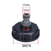 Fekete IBC tartálycsap 60 mm-es durva menetes szerelvény 1000 literes víztartály csaptelep konténer csőcsatlakozó kerti tömlő csőadapter