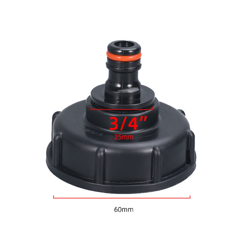 Crna IBC slavina za spremnik 60 mm Priključak s grubim navojem Spremnik za vodu od 1000 litara slavina Kontejner Priključak za cijev Vrtno crijevo Adapter za cijevi