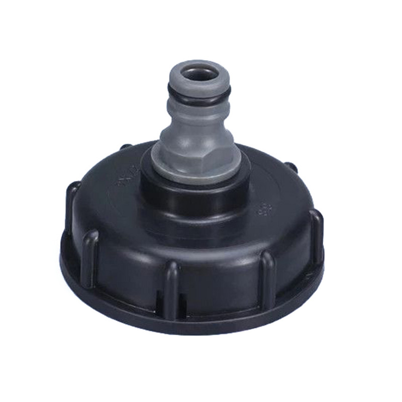 Crna IBC slavina za spremnik 60 mm Priključak s grubim navojem Spremnik za vodu od 1000 litara slavina Kontejner Priključak za cijev Vrtno crijevo Adapter za cijevi