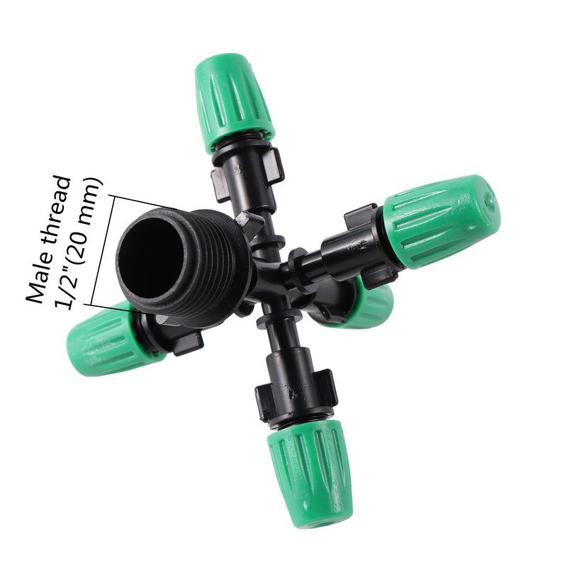 Замъгляваща пулверизираща пръскачка Градинско напояване Система за замъгляване Консумативи за напояване 4/5/6/7-посочна дюза за мъгла с конектор за резба 1/2"