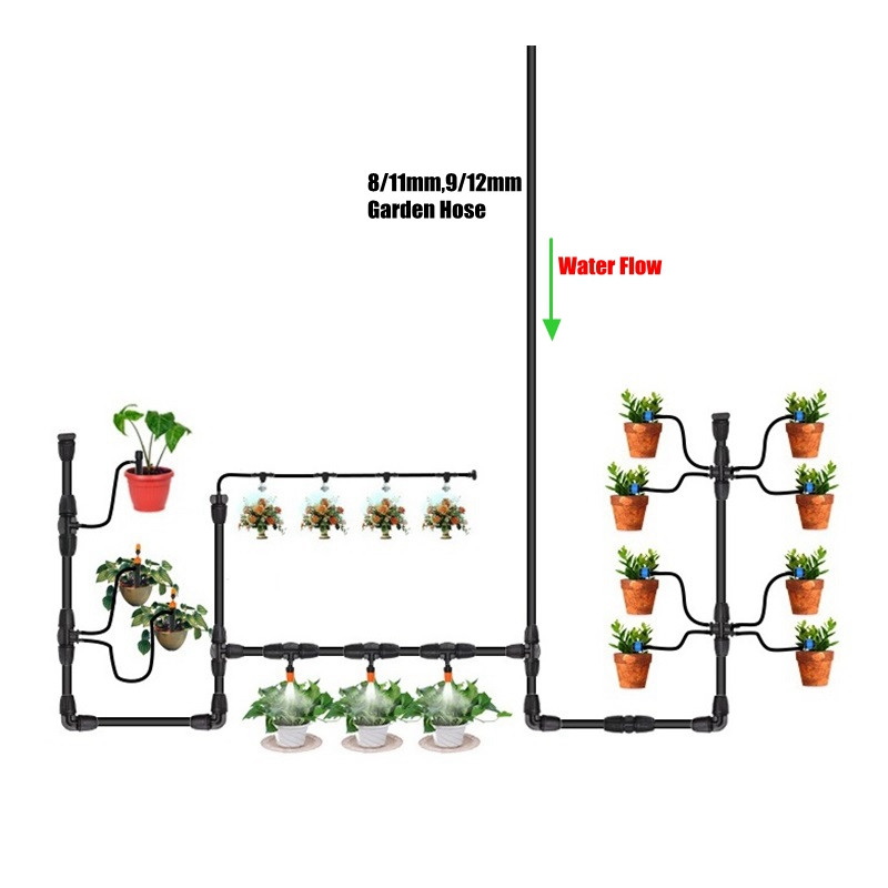 3 бр. 8/11 9/12 мм съединители за градински маркучи 3/8" фитинги за напоителни тръби Фитинги за тръби за напояване Тръба за напояване Маркуч Коляно Съединители за градински водни съединители
