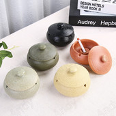 Ευρωπαϊκό κεραμικό τασάκι με καπάκι Creative Kiln Change Glaze Διακοσμητικά Τασάκια Επιτραπέζιου Τασάκι Σαλόνι Ρετρό Διακοσμητικά Δίσκου Τέφρας