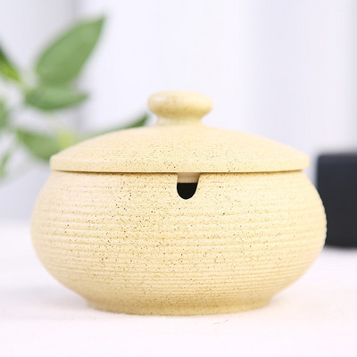 Ευρωπαϊκό κεραμικό τασάκι με καπάκι Creative Kiln Change Glaze Διακοσμητικά Τασάκια Επιτραπέζιου Τασάκι Σαλόνι Ρετρό Διακοσμητικά Δίσκου Τέφρας