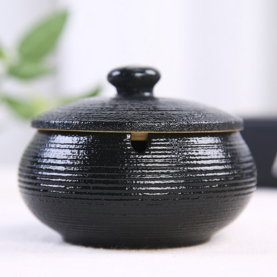 Ευρωπαϊκό κεραμικό τασάκι με καπάκι Creative Kiln Change Glaze Διακοσμητικά Τασάκια Επιτραπέζιου Τασάκι Σαλόνι Ρετρό Διακοσμητικά Δίσκου Τέφρας