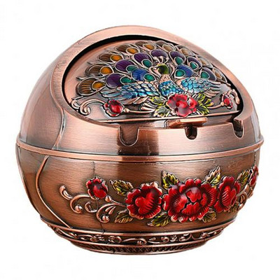 Retro pelnu trauka mājsaimniecības cigarešu smēķēšanas turētājs Mājas dekors, cinka sakausējuma liels pelnu turētājs ar vāku mājas drauga dzimšanas dienas dāvanai