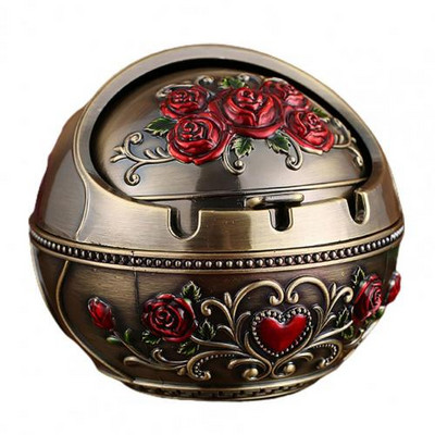 Retro pelnu trauka mājsaimniecības cigarešu smēķēšanas turētājs Mājas dekors, cinka sakausējuma liels pelnu turētājs ar vāku mājas drauga dzimšanas dienas dāvanai