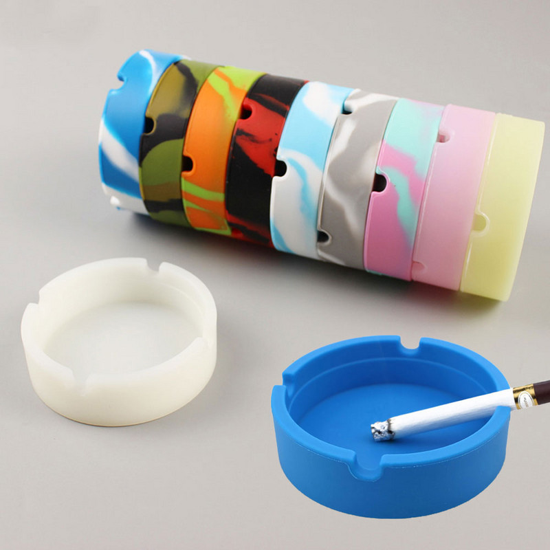 Силиконов свят Преносим силиконов кръгъл пепелник Издръжлив мек екологичен пепелник Устойчивост на висока температура Противопадане Противохлъзгане