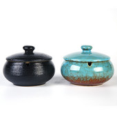 Creative Kiln Variable Glaze Керамичен пепелник в европейски стил с капак Настолен пепелник Всекидневна Ретро пепелник Декорация на дома