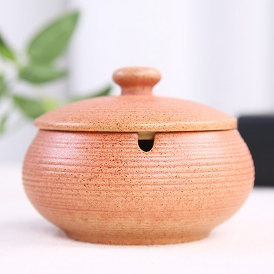 Creative Kiln Variable Glaze Керамичен пепелник в европейски стил с капак Настолен пепелник Всекидневна Ретро пепелник Декорация на дома