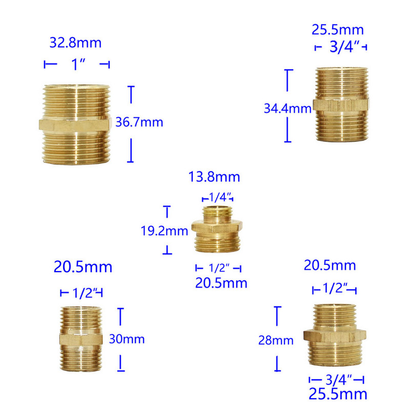 Mjed 1“ 3/4“ do 1/2“ do 1/4“ Muški navoj konektor Popravak koljena Bakreni priključci Reducirni konektor Popravak crijeva 1kom