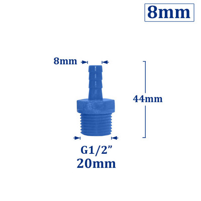 ID 20 mm 1/2 menet a 8/10/12/16 mm PVC tömlőhöz Barb csatlakozó Kerti tömlő Barb csatlakozó Fitting Farm öntözés PE csőcsatlakozás