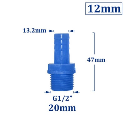 ID 20 mm 1/2 menet a 8/10/12/16 mm PVC tömlőhöz Barb csatlakozó Kerti tömlő Barb csatlakozó Fitting Farm öntözés PE csőcsatlakozás